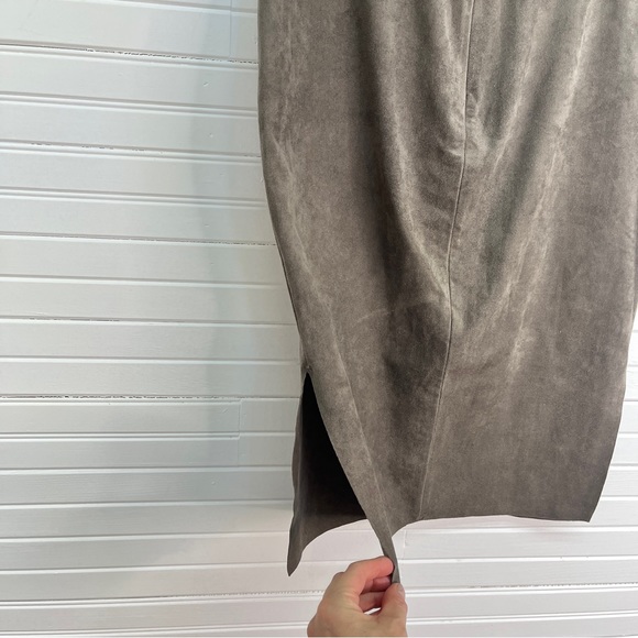 Aritzia Wilfred Free "Lis" Taupe Vegan Suede Pencil Skirt - Picture 3 of 5